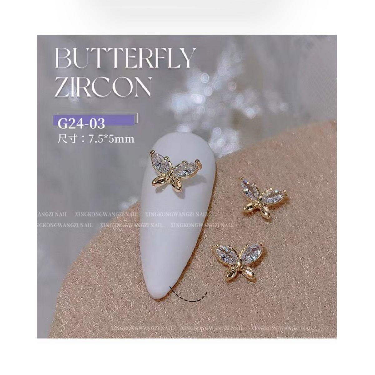 NAIL DECORATION BUTTERFLY RHINESTONES - 2 PCS