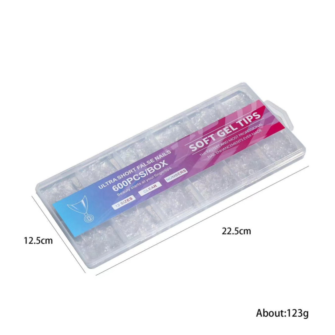 Extra Short Half Cover Soft Gel Nail Clear Tips - 600pcs