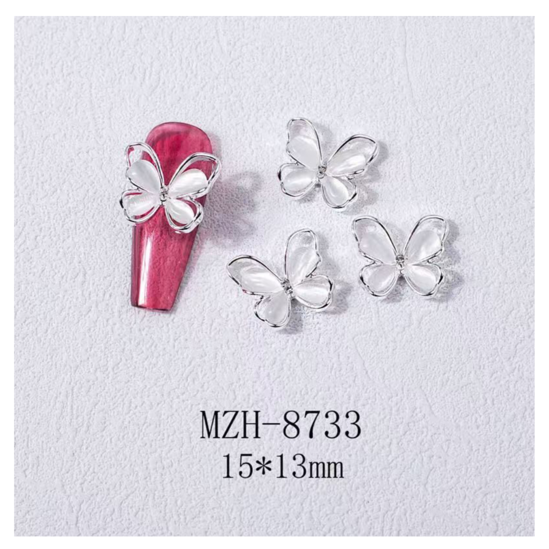 Metal stone Alloy Butterfly Nail Jewellery- 5 pcs