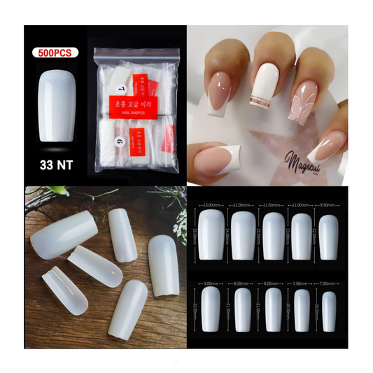 Square Full Cover Nail Tips - 500 pcs Bag