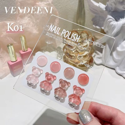 Vendeeni Gel Polish Set K01 + Free Colour Chart - 4 pcs set