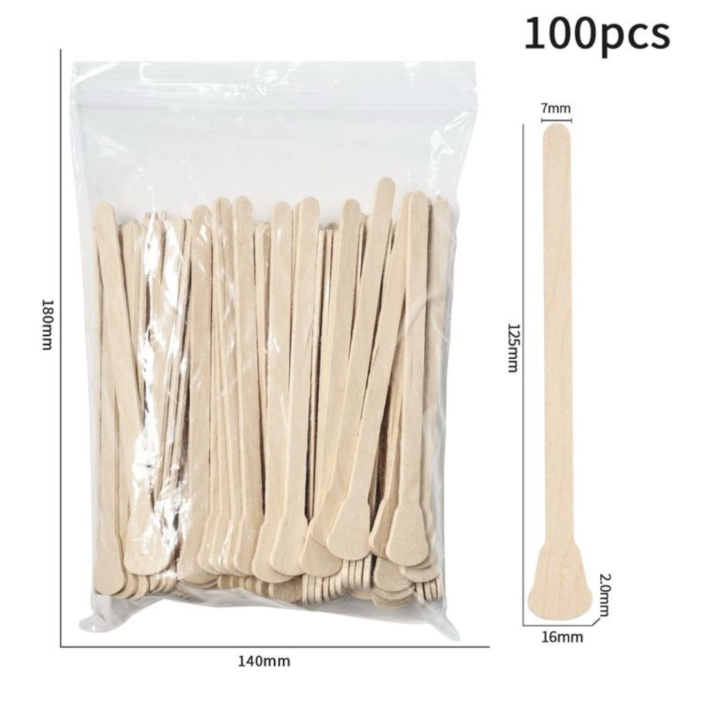 DISPOSABLE WOODEN WAXING SPATULA - 100 PCS
