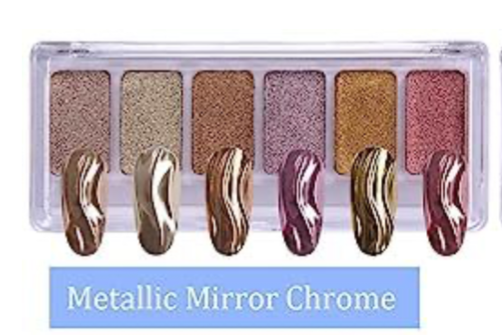 6 Colors Solid Nail Chrome Powder Palette