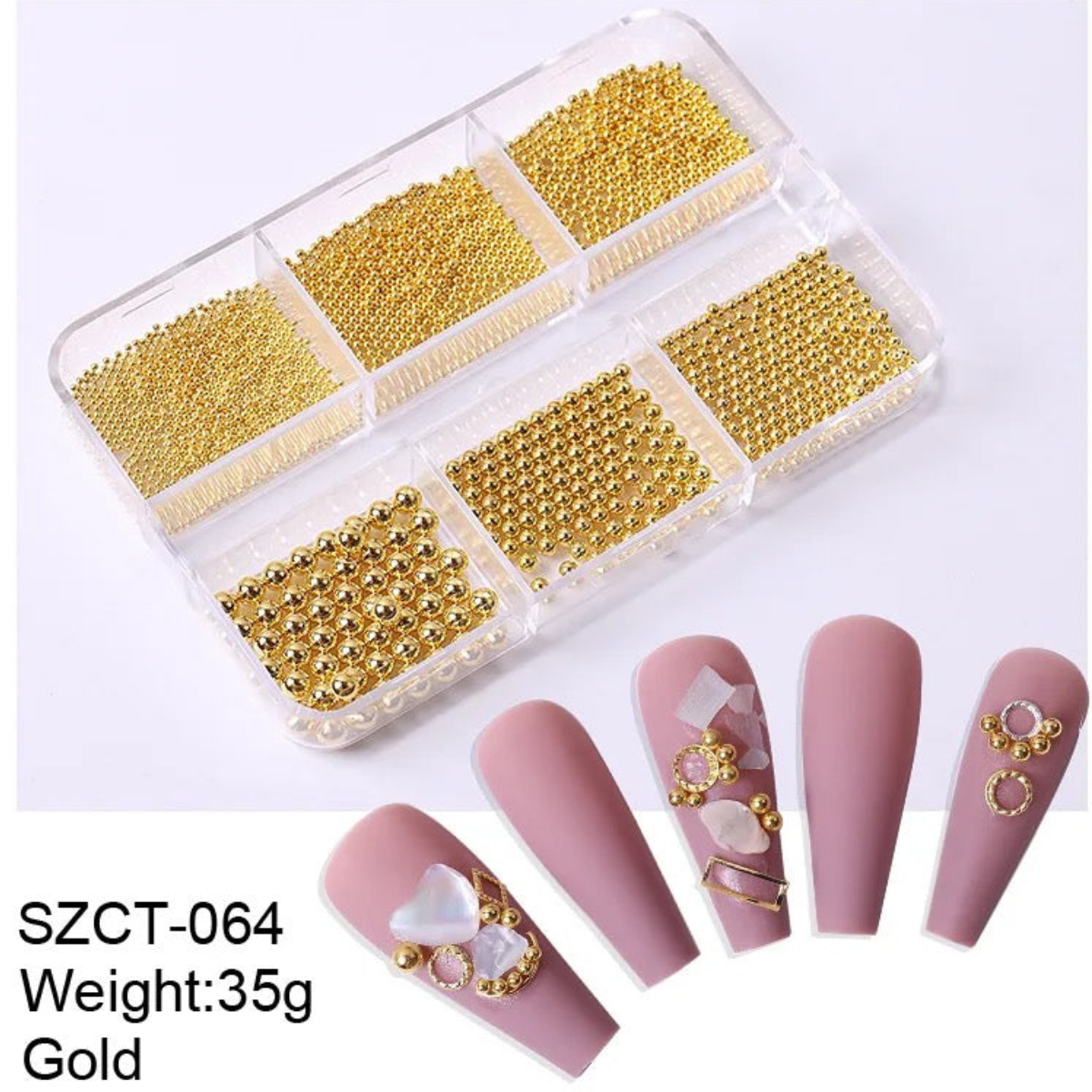 Nail Art steel Caviar Balls - 6 grid