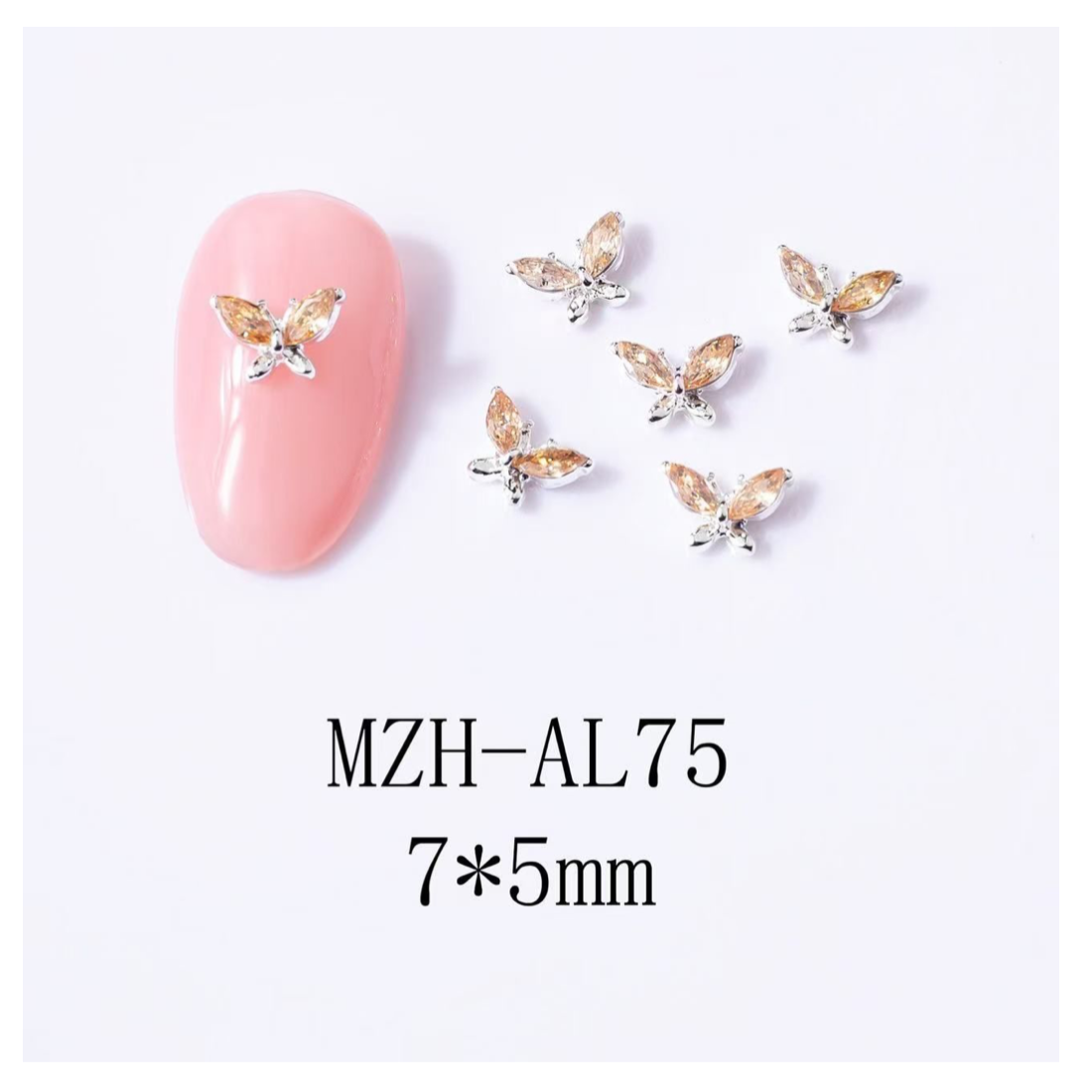 Metal Butterfly Nail Jewellery - 5 pcs