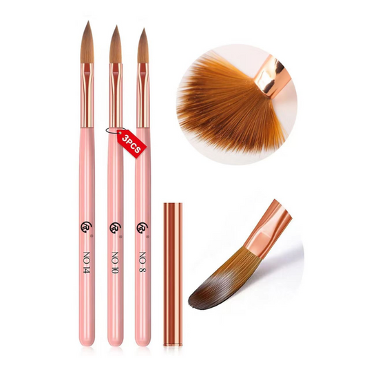 PINK ACRYLIC BRUSH SET - 3 PCS