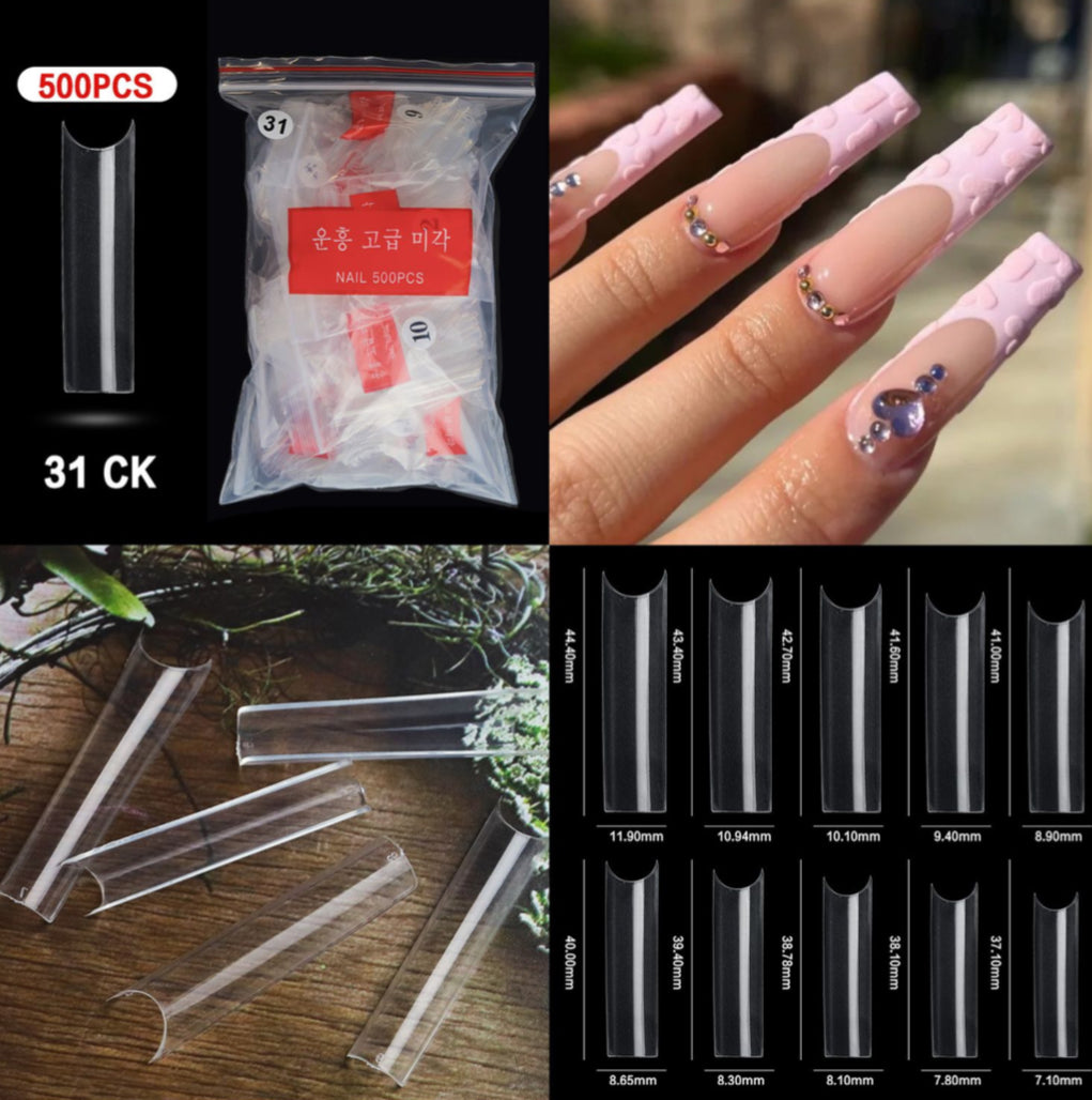 C curve square Half Cover Nail Tips - 500pcs Packet