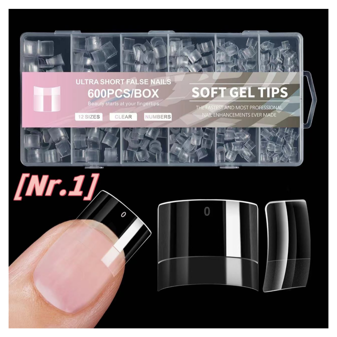Extra Short Half Cover Soft Gel Nail Clear Tips - 600pcs