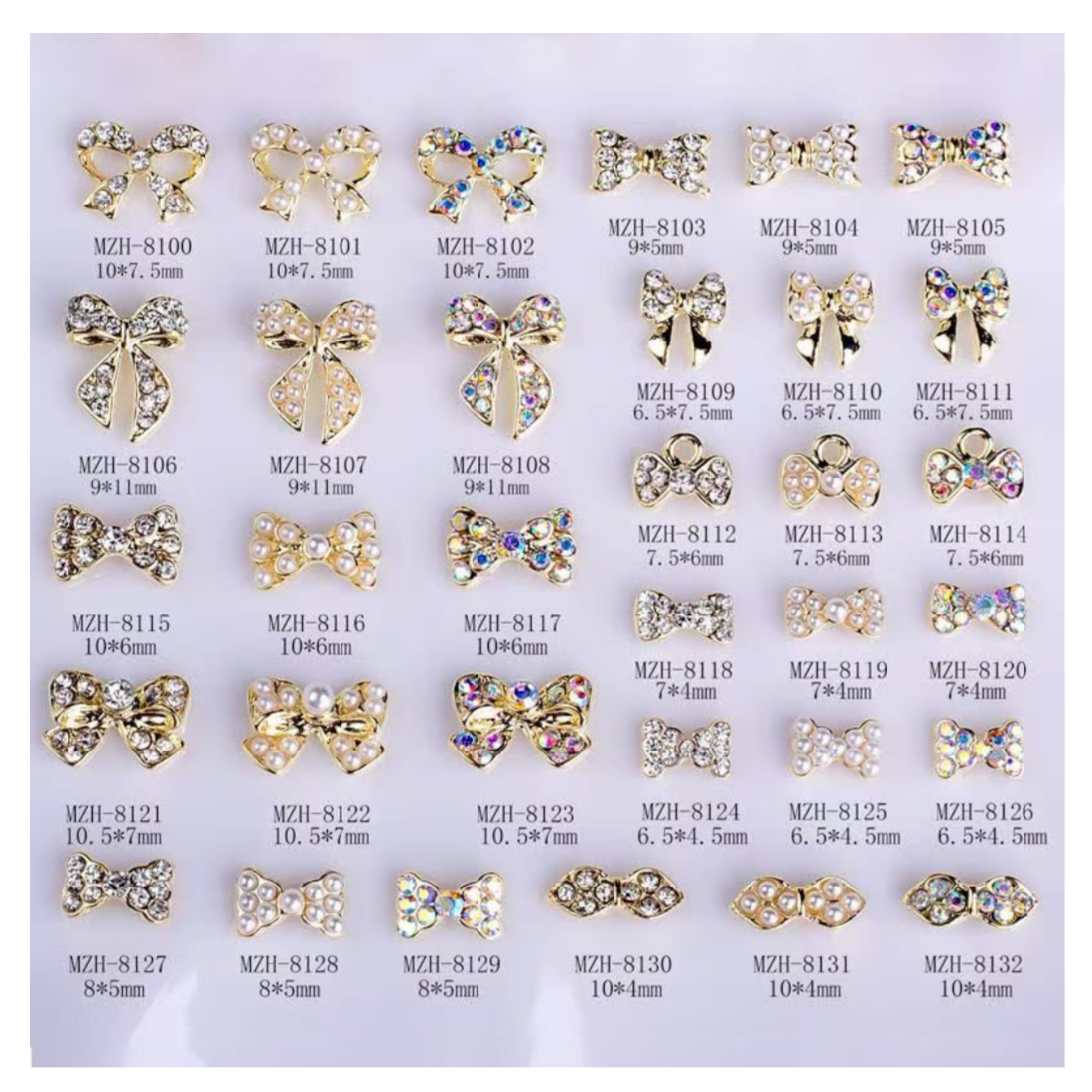 Bow Rhinestones Nail Art - 5 pcs