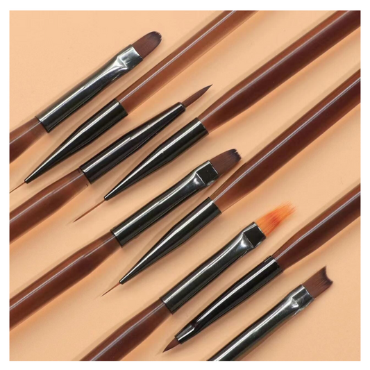 Brown Manicure Nail Brush Set - 9 pcs set