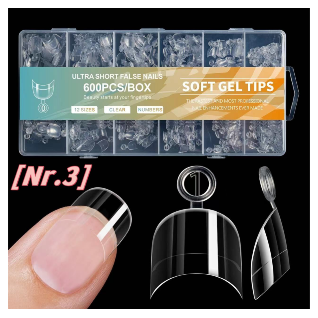 Extra Short Half Cover Soft Gel Nail Clear Tips - 600pcs