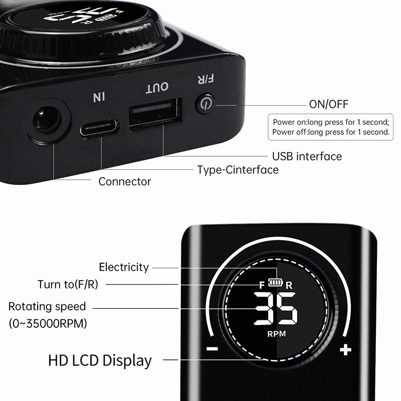 Silver - Portable Rechargeable Cordless Nail Drill Machine