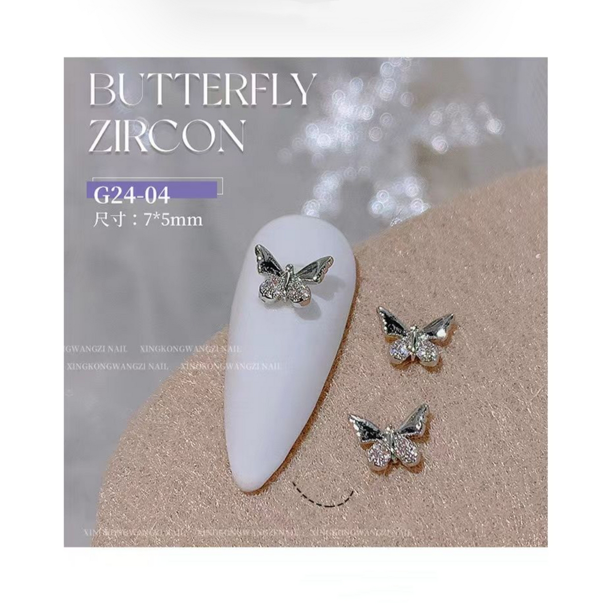 NAIL DECORATION BUTTERFLY RHINESTONES - 2 PCS