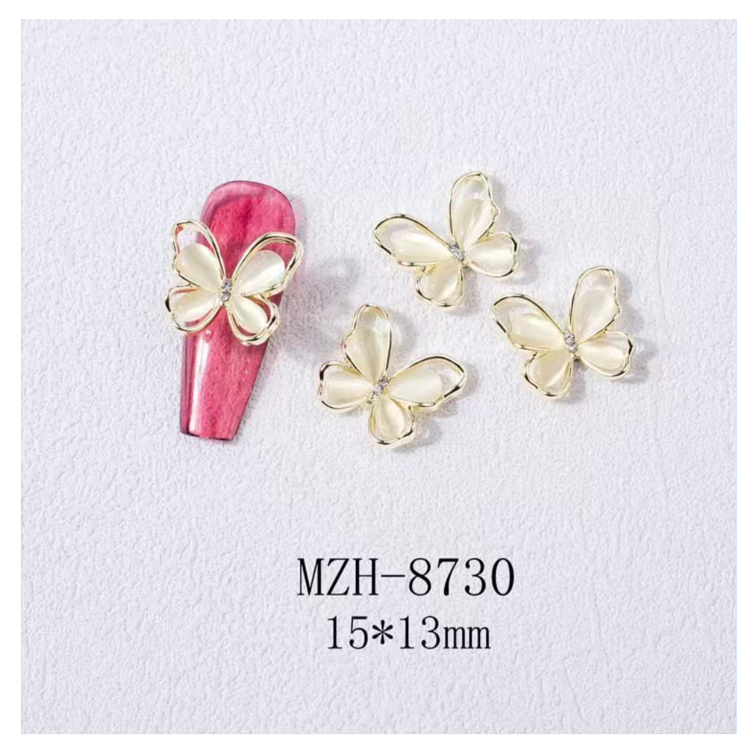 Metal stone Alloy Butterfly Nail Jewellery- 5 pcs