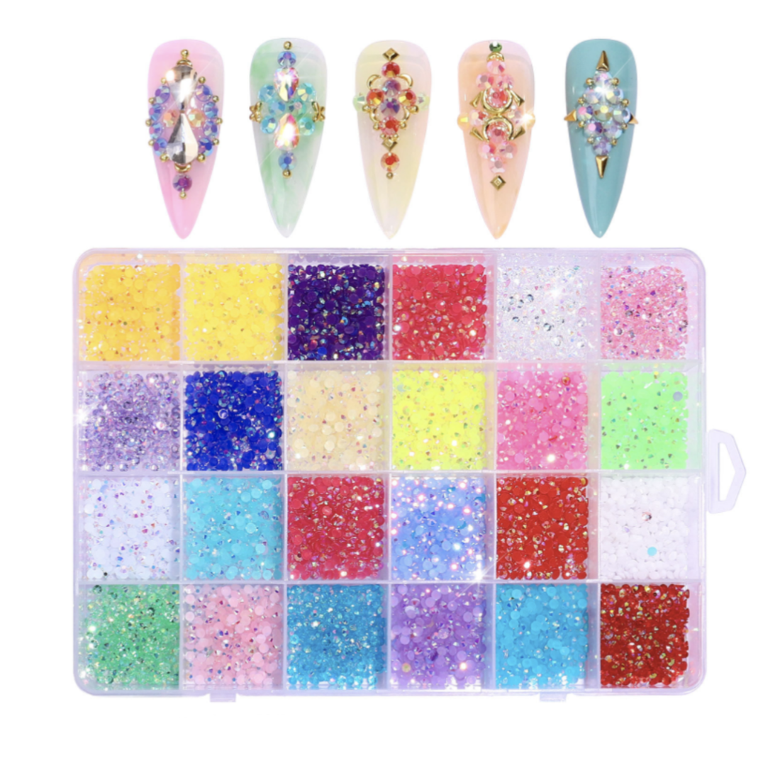24 Different Bright Colours Rhinestones - 3500 pcs