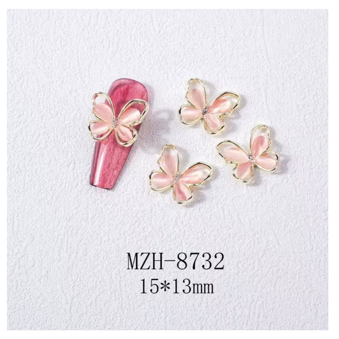 Metal stone Alloy Butterfly Nail Jewellery- 5 pcs