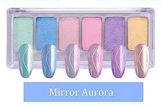6 Colors Solid Nail Chrome Powder Palette
