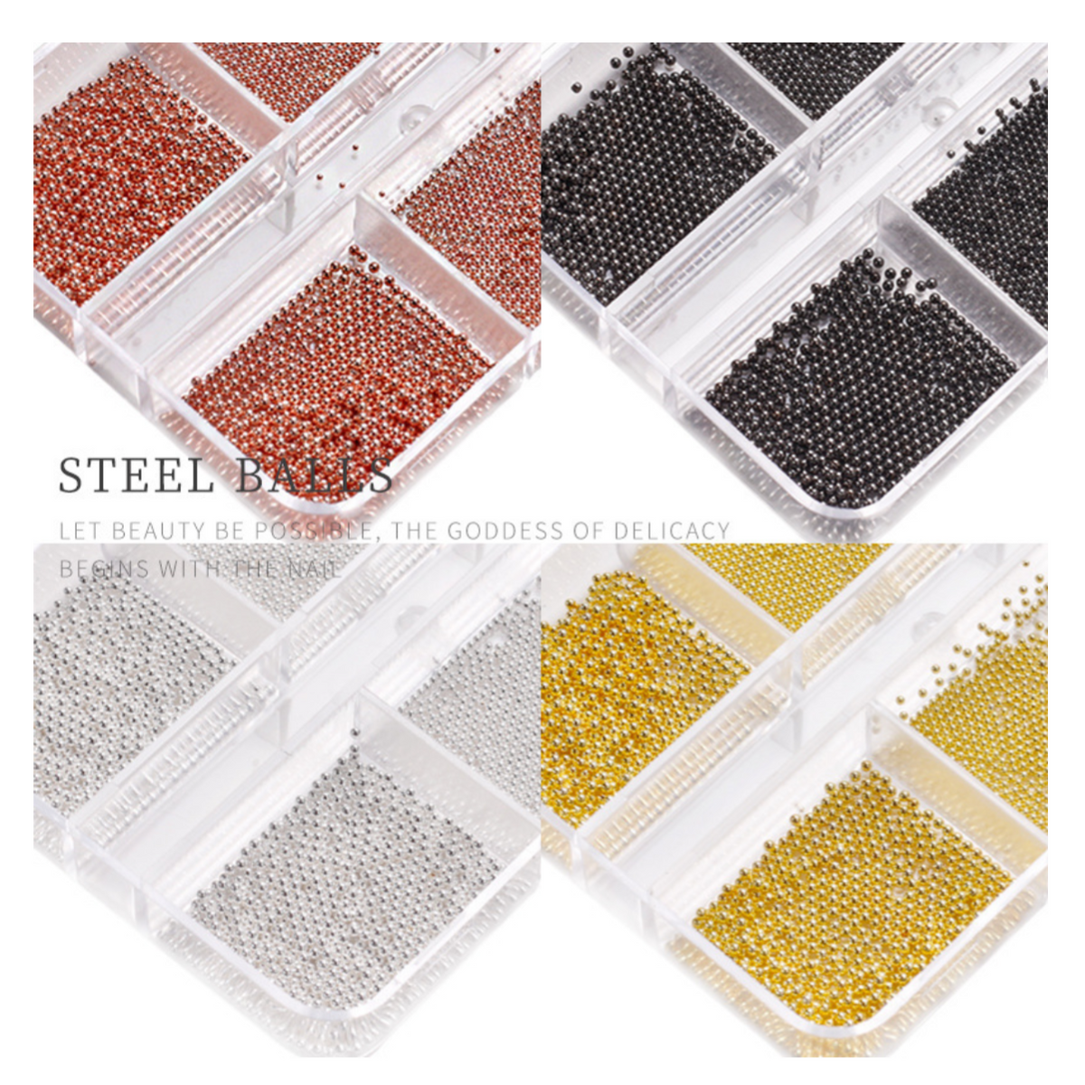 Nail Art steel Caviar Balls - 6 grid