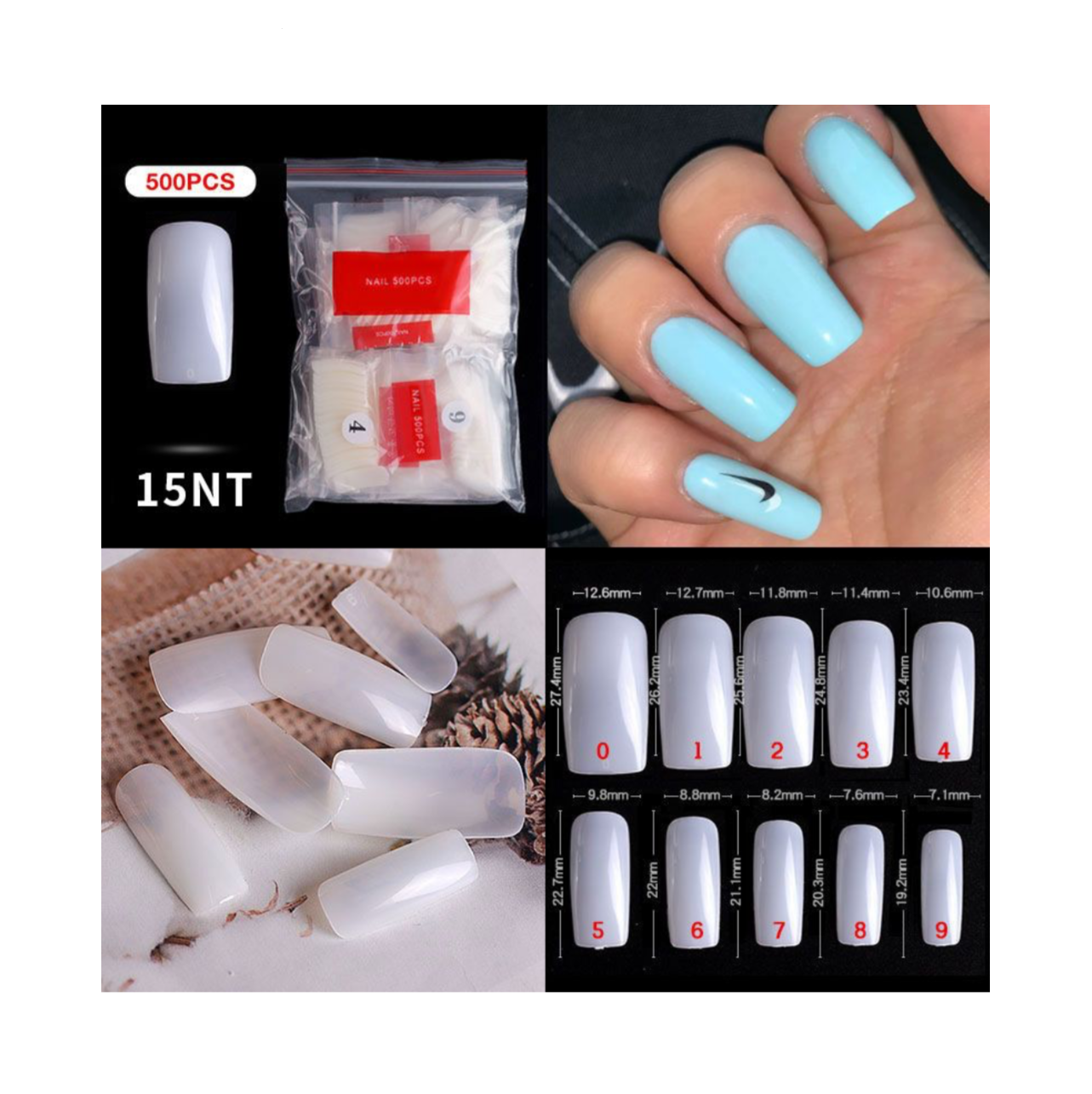 Full Cover Nail Tip - 500 pcs Bag