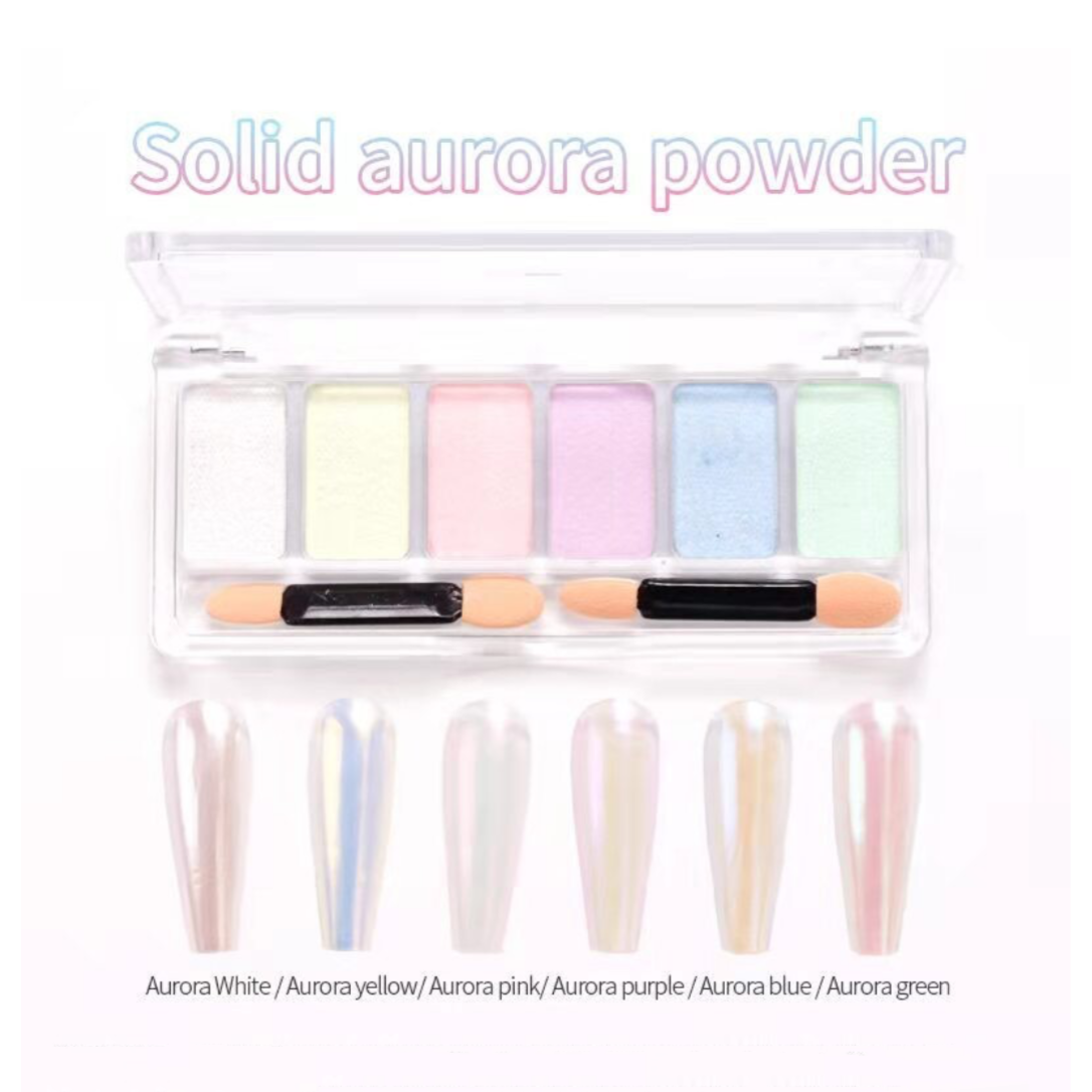 6 Colours Solid Aurora Powder Pallete