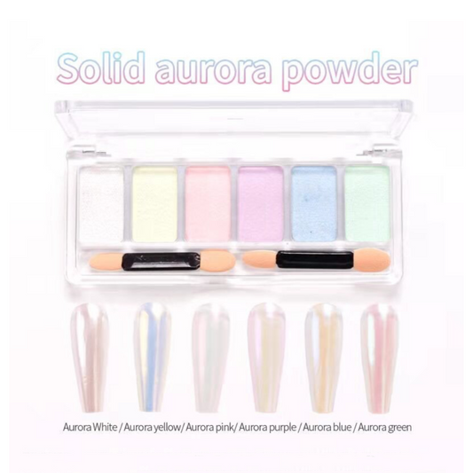 6 Colours Solid Aurora Powder Pallete