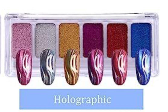 6 Colors Solid Nail Chrome Powder Palette