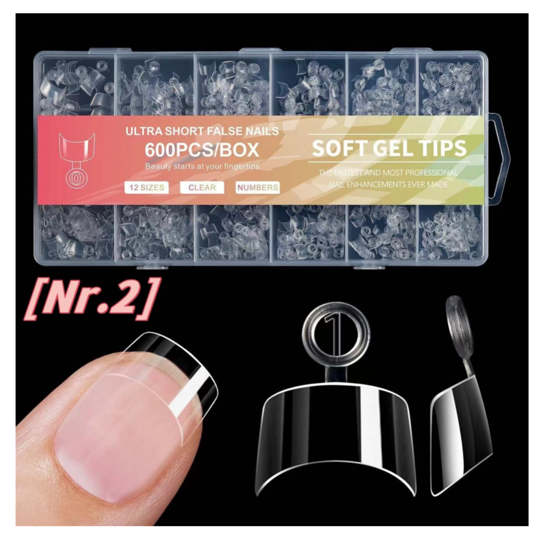 Extra Short Half Cover Soft Gel Nail Clear Tips - 600pcs
