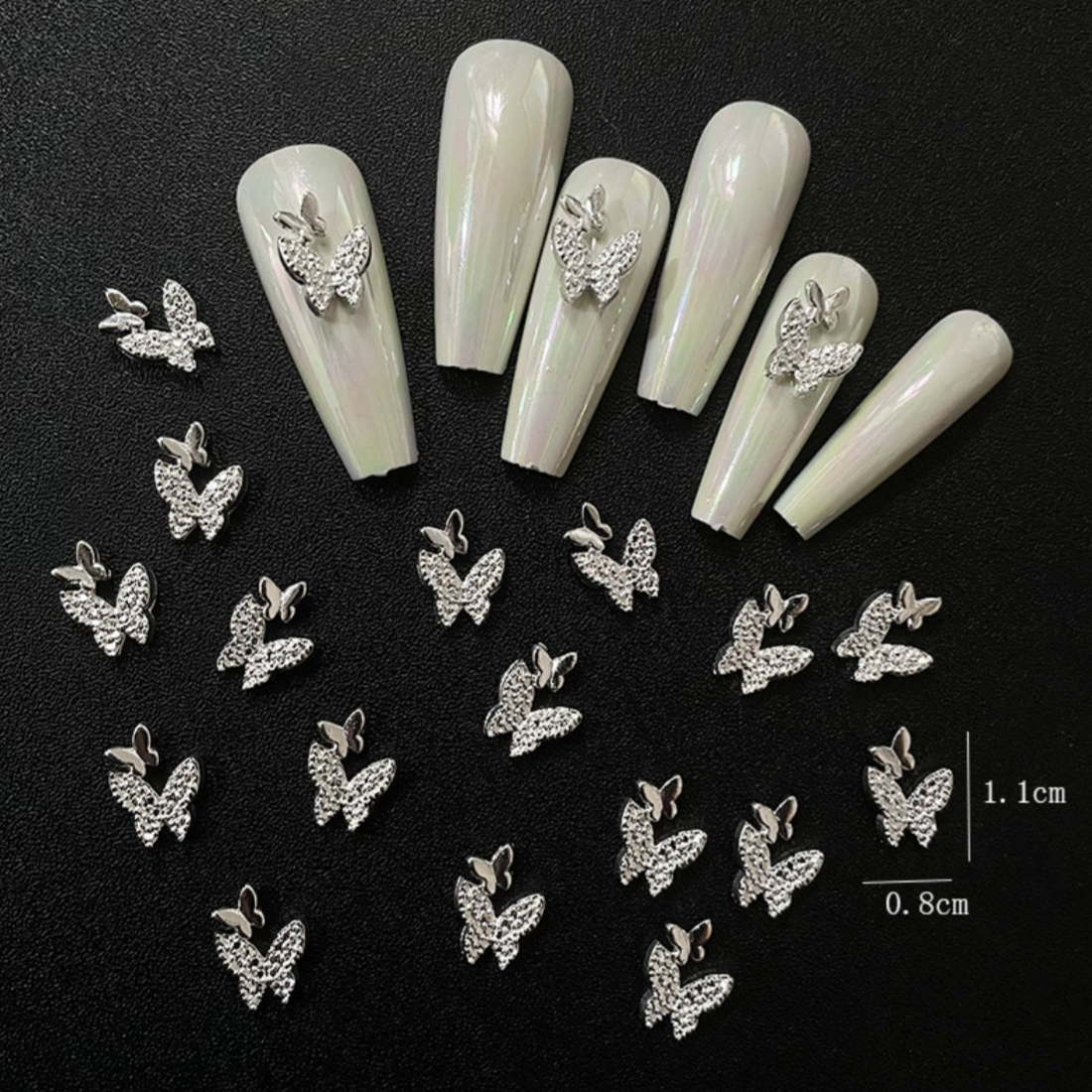 Rhinestone Butterfly Nail