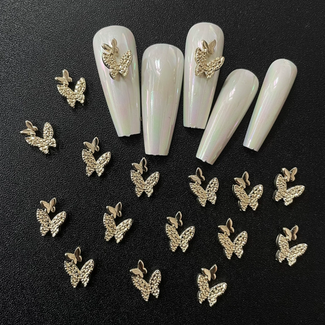 Rhinestone Butterfly Nail