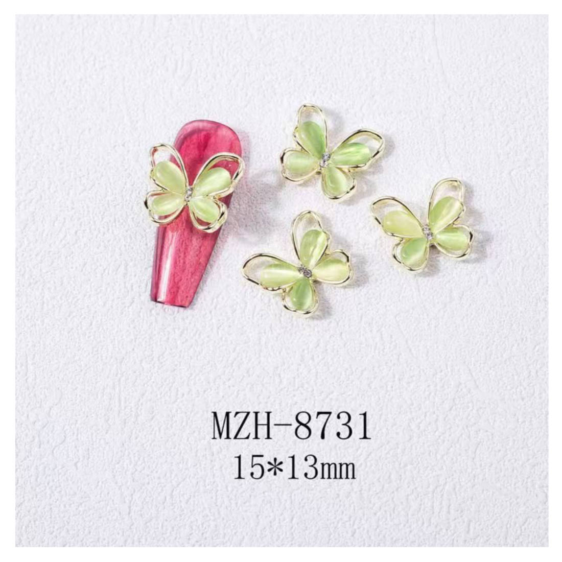 Metal stone Alloy Butterfly Nail Jewellery- 5 pcs