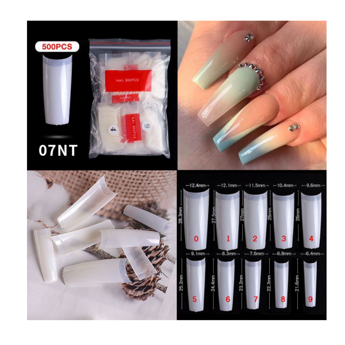 Half Cover Nail Tip - 500 pcs bag