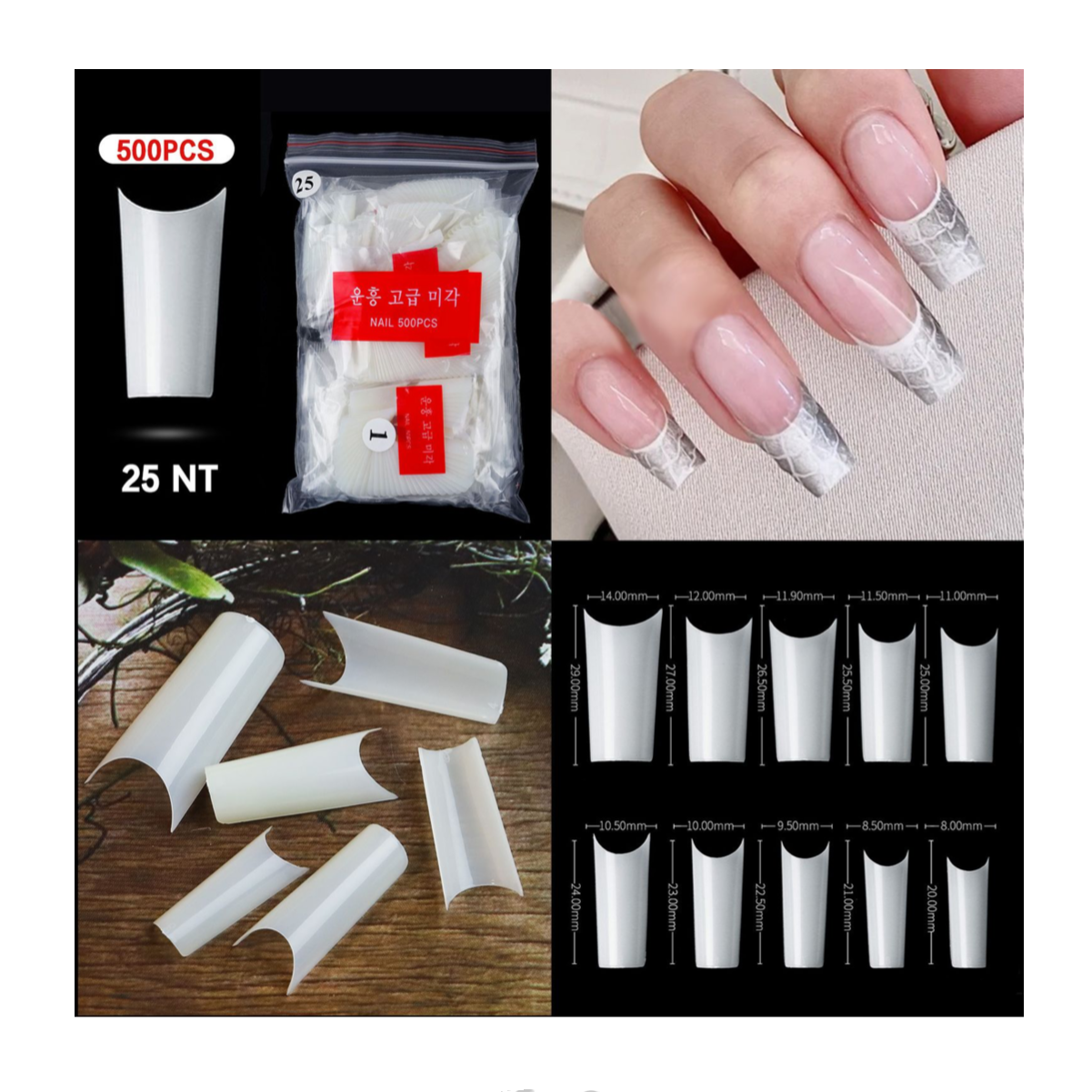 Ballerina Half Cover Nail Tips - 500 pcs Bag