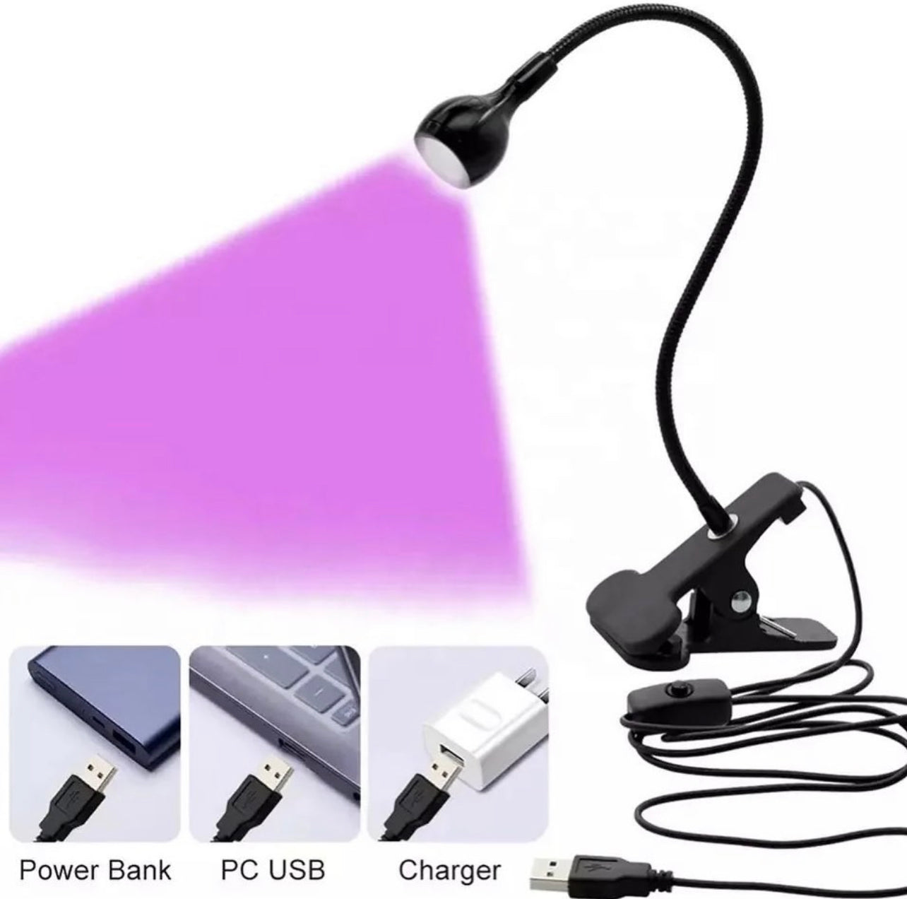 Flexible Nail Uv/Led light + table clip- Black