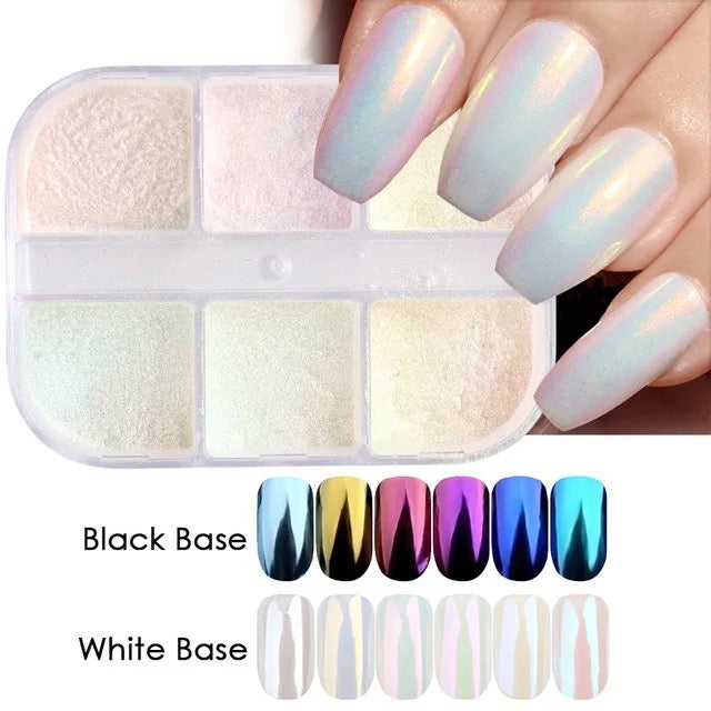 Pearl Nail Mirror Powder - 6 pcs