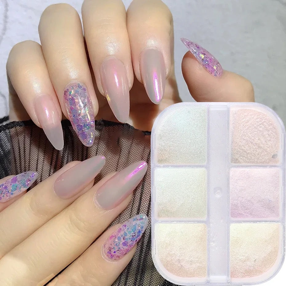 Pearl Nail Mirror Powder - 6 pcs