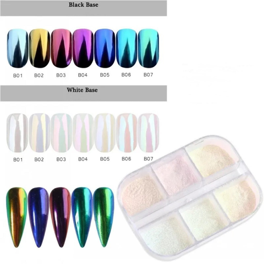 Pearl Nail Mirror Powder - 6 pcs
