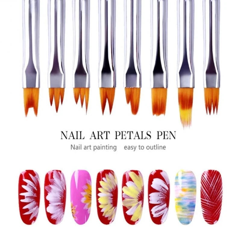 Nail Art Brush Set - 8 pcs