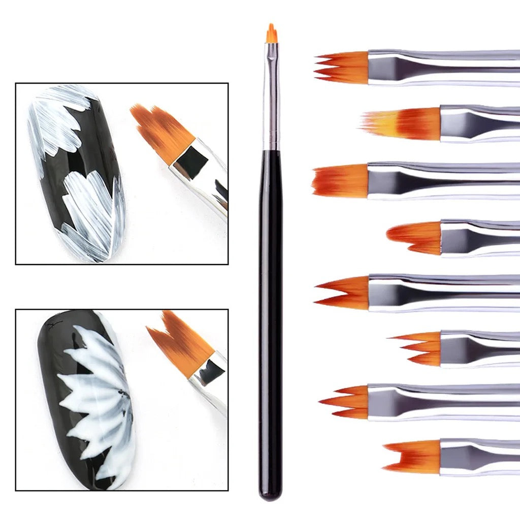 Nail Art Brush Set - 8 pcs