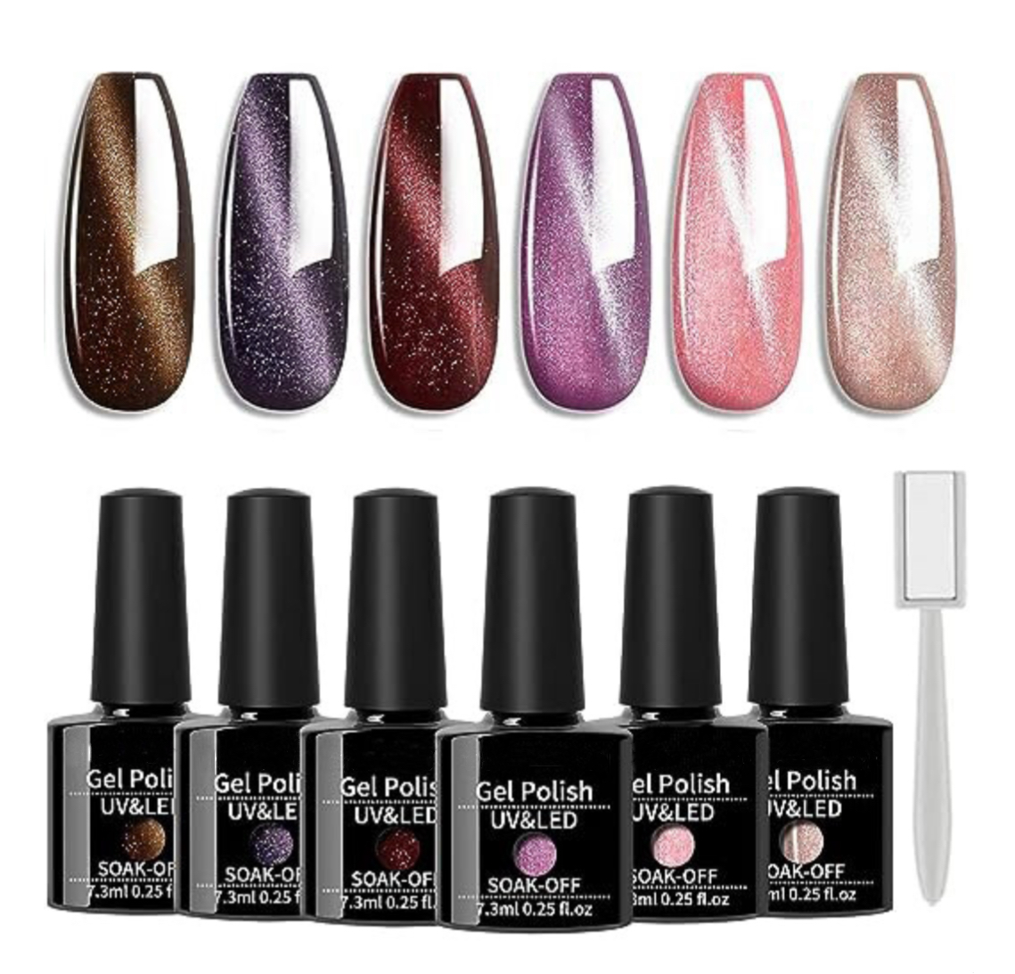 6 pcs Cat Eye Gel Set 01 - Magnet included