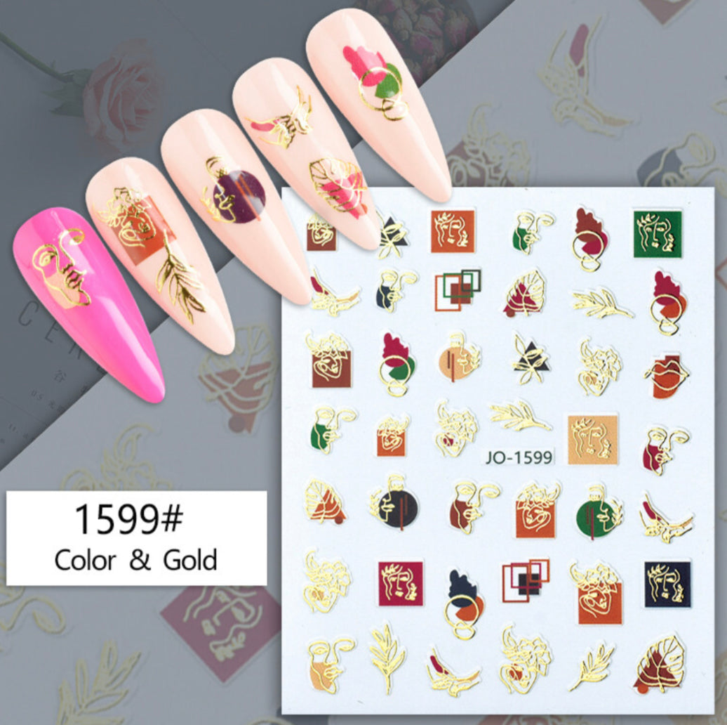 Nail Stickers - Colour & Gold