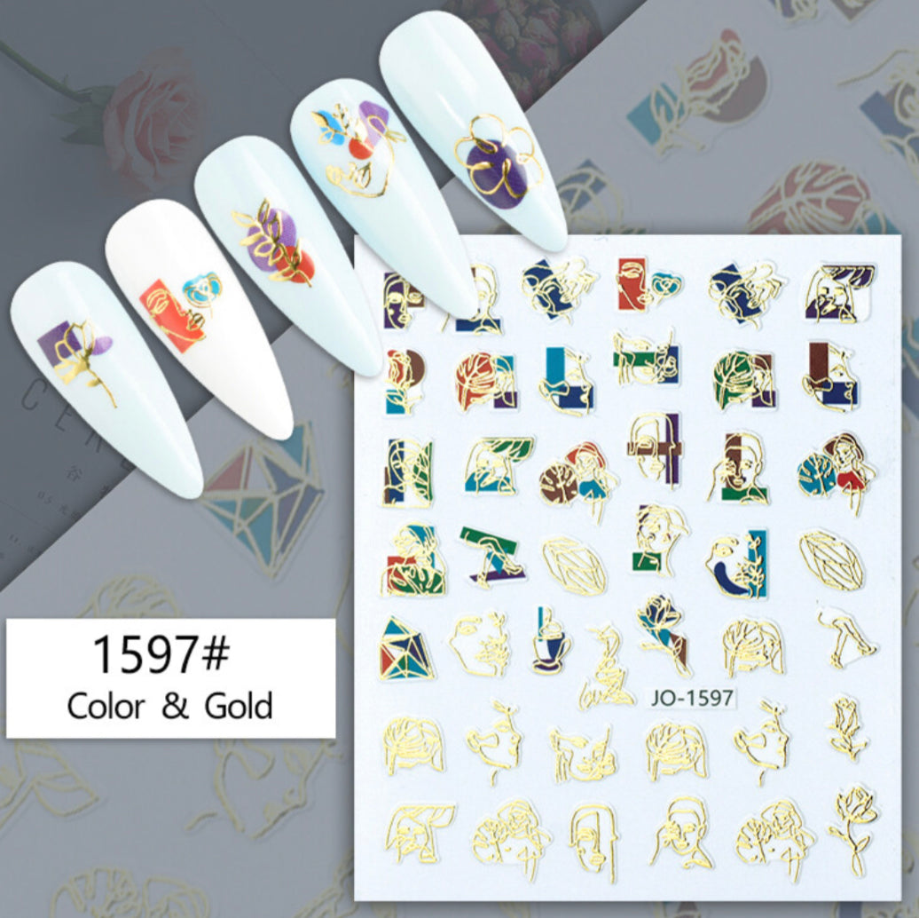 Nail Stickers - Colour & Gold