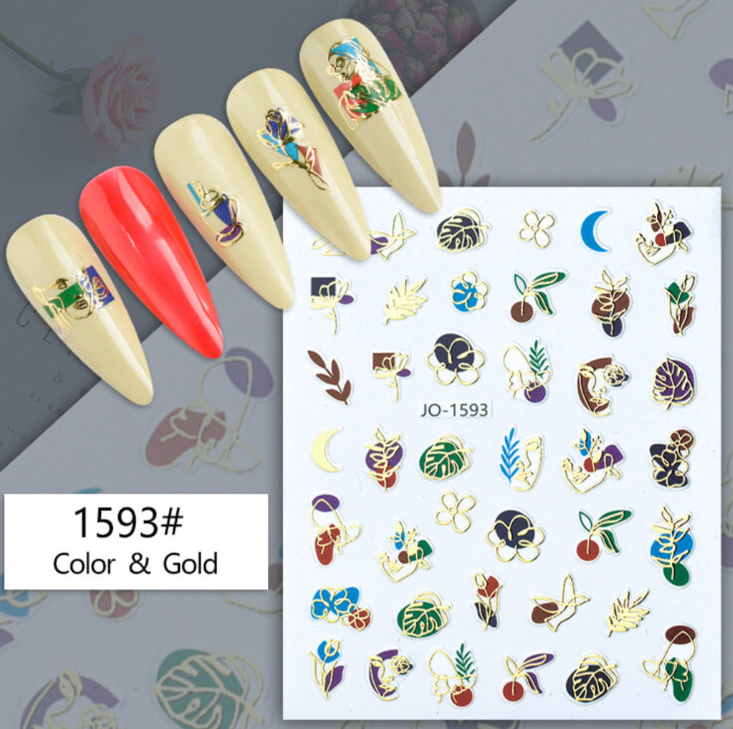 Nail Stickers - Colour & Gold