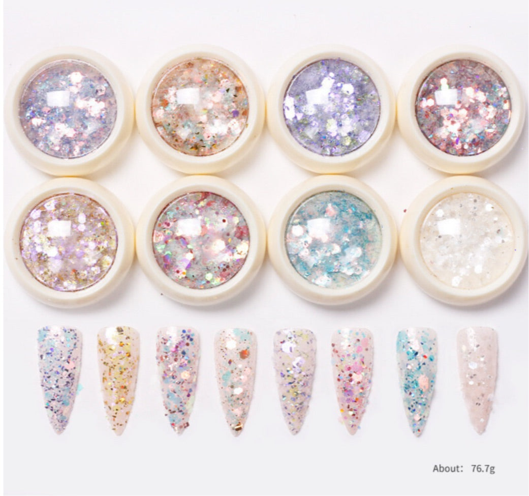 Angel Nail Glitter - 8 pcs set