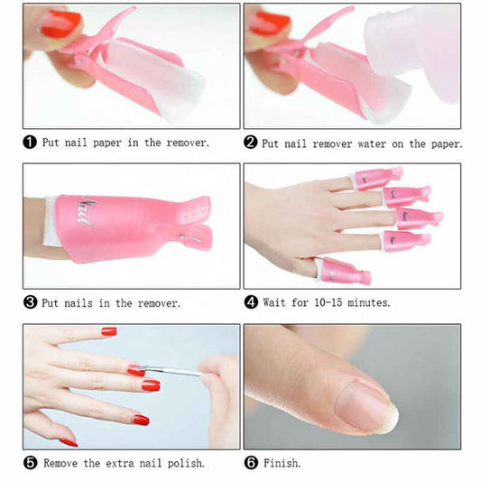 Re-usable plastic Remover Cap / Soak Off Clips - 10pcs set