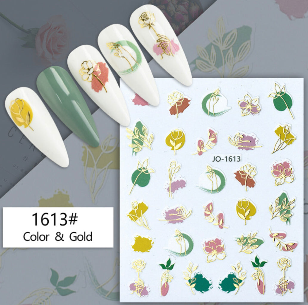 Nail Stickers - Colour & Gold