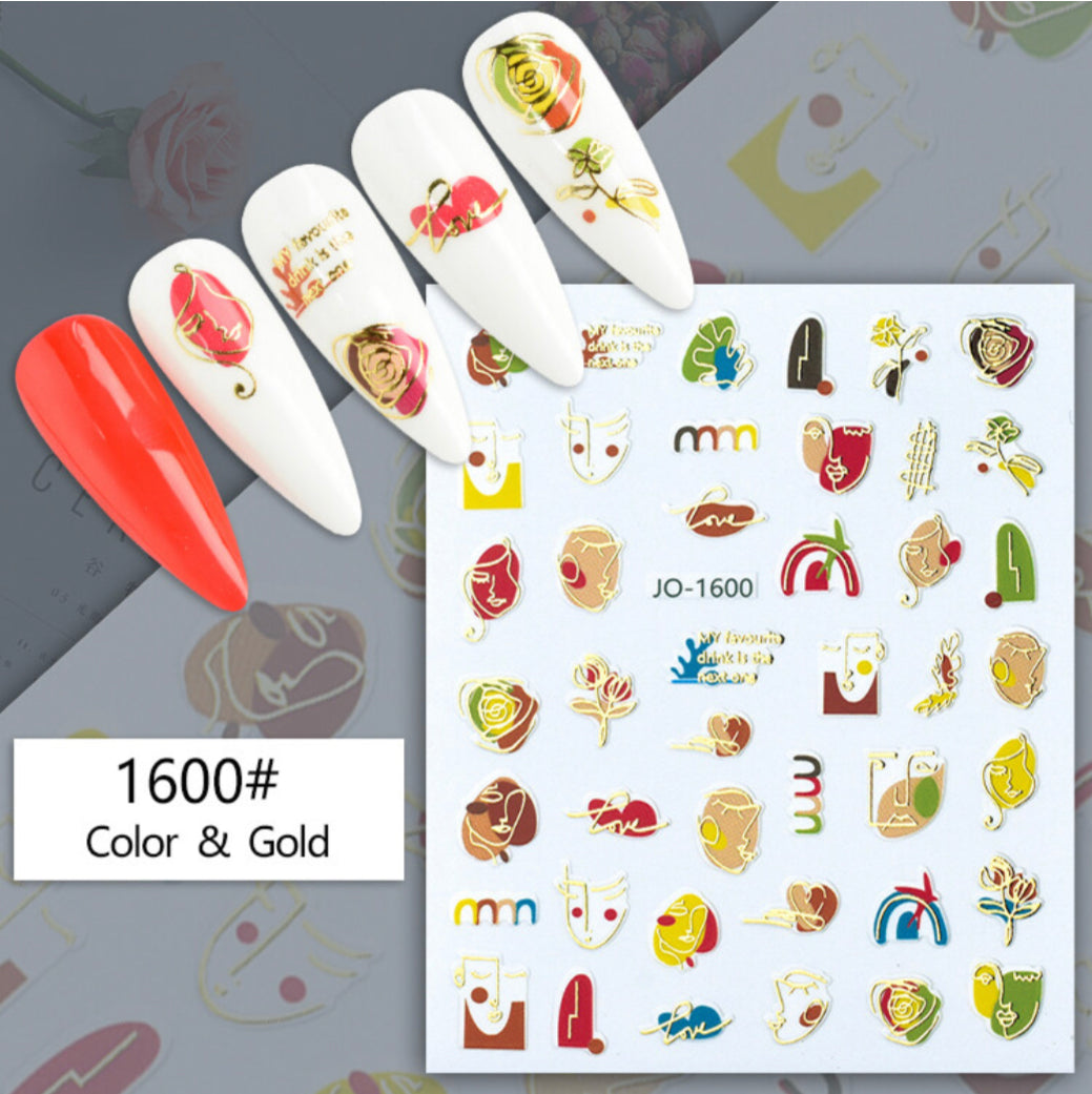 Nail Stickers - Colour & Gold