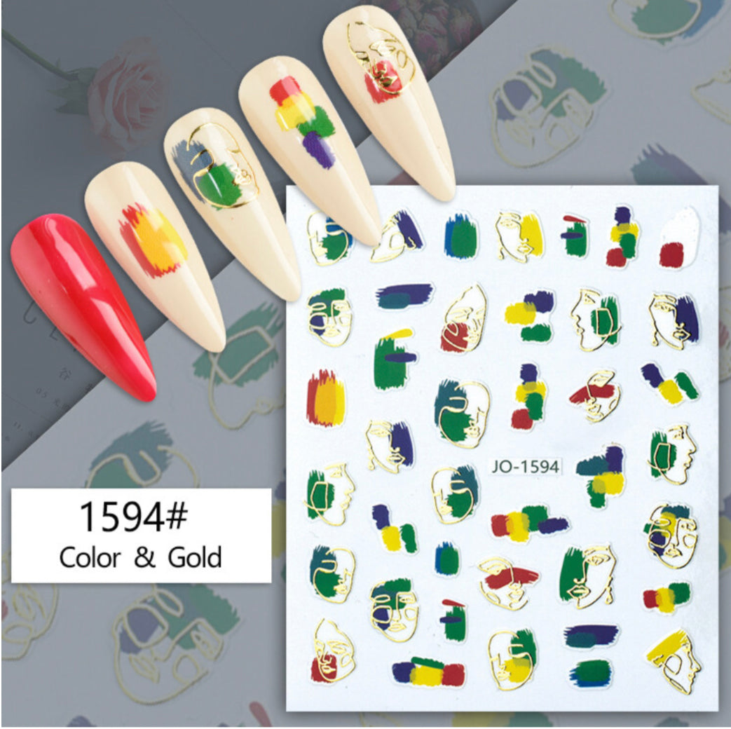 Nail Stickers - Colour & Gold