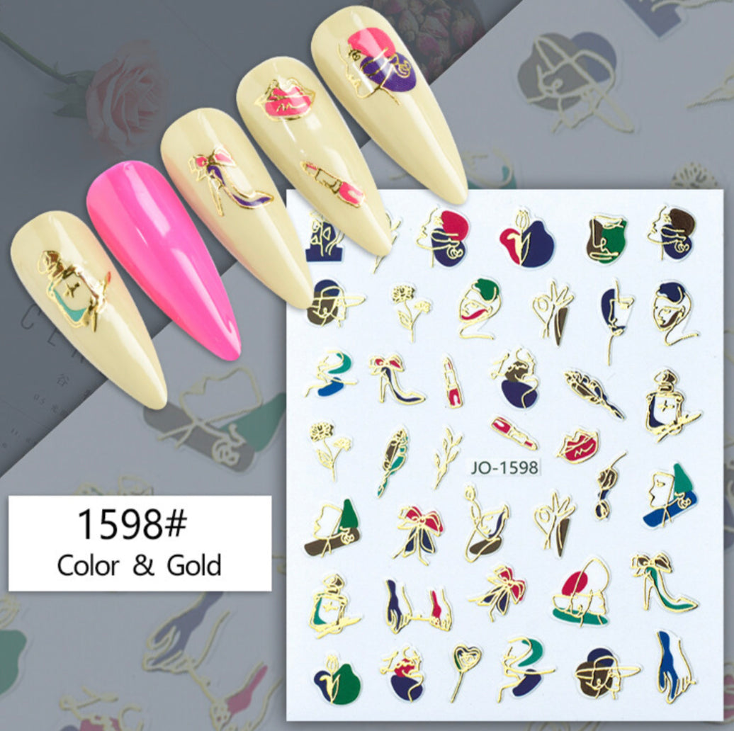 Nail Stickers - Colour & Gold