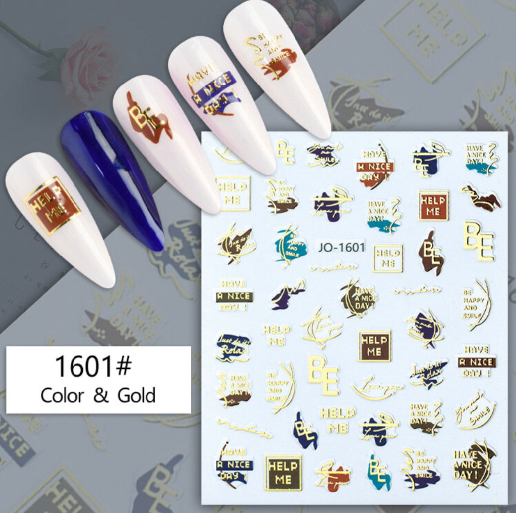 Nail Stickers - Colour & Gold