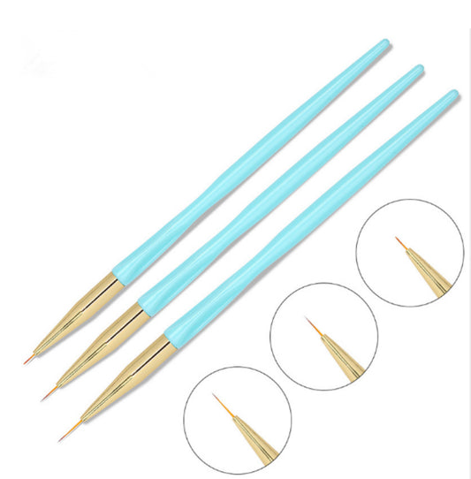 Blue and Gold Nail Art Striping Brushes- 3 pcs Set